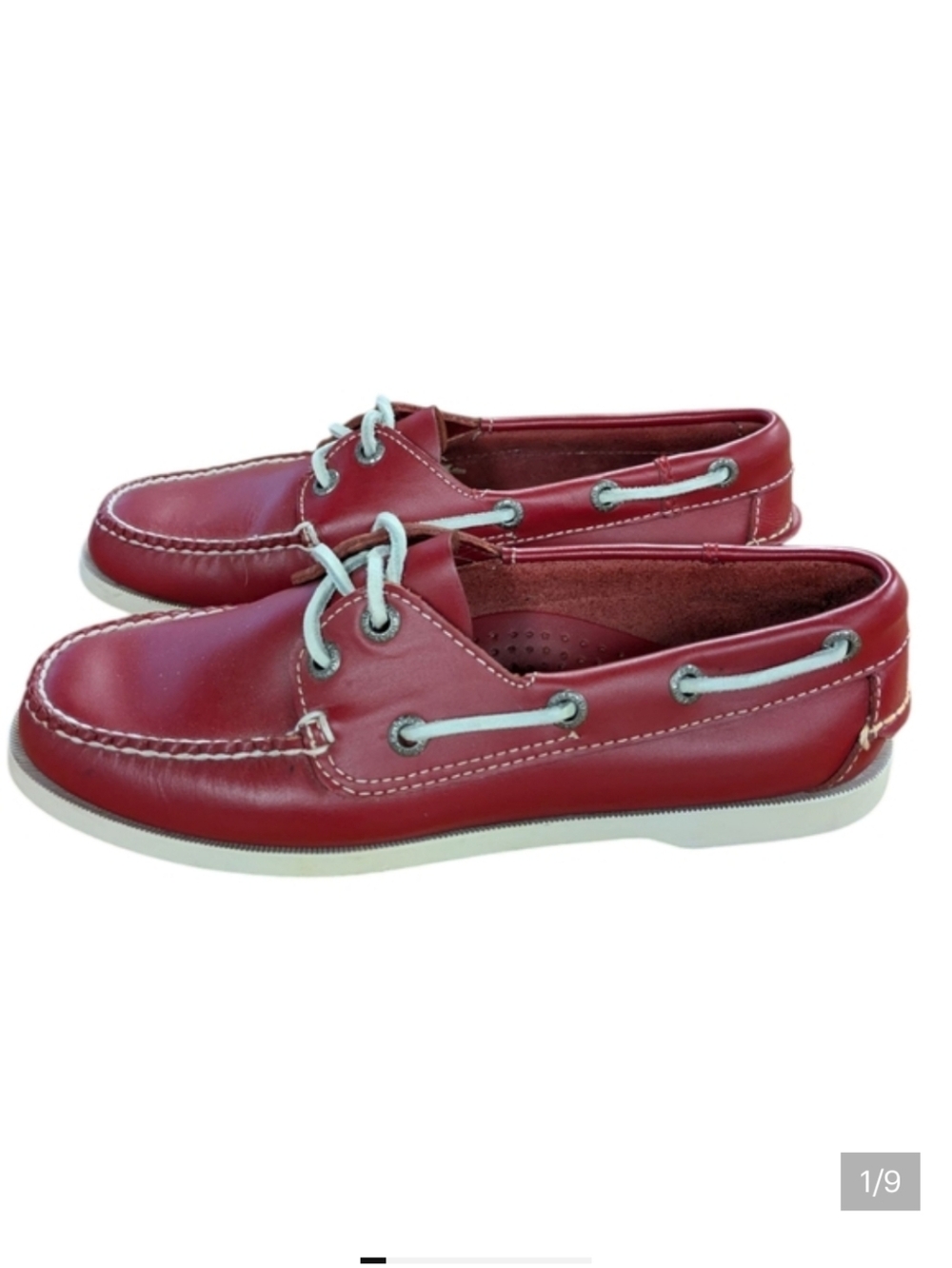 L.L. Bean Red Leather Boat Shoes Size 6